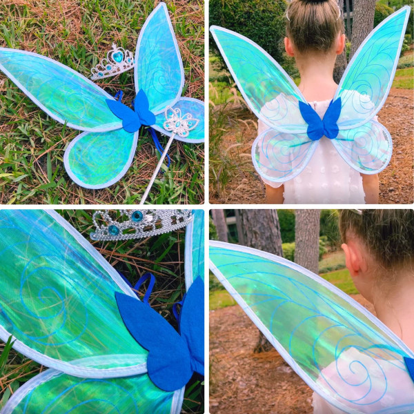 Fairy Wings (60cm*48cm), Fairy Wings för vuxna flickor Fjärilsvingar för vuxna Blue Fairy Wings för Halloween födelsedag Jultemafest (blå)