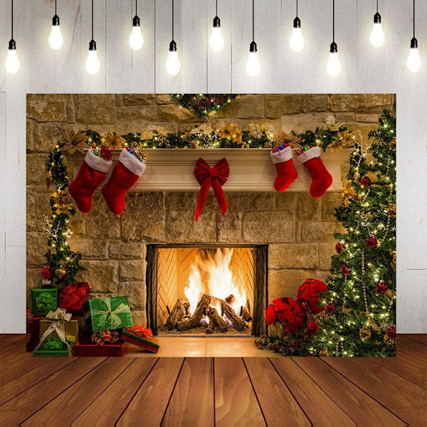 Julebaggrund Xmas Pejs Baggrunde Røde Strømper Gaver til Fotoshoot Dekoration Billede Banner Bås Rekvisitter
