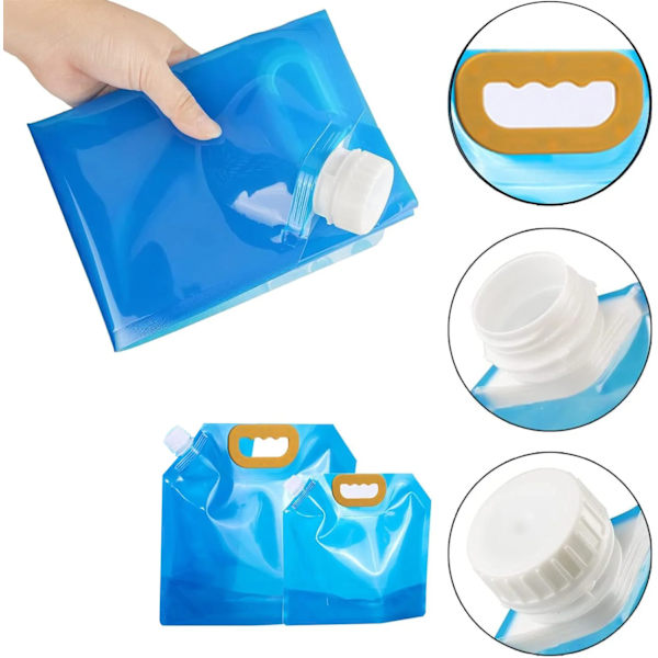 Pack 5L/10L Hopvikbar Vattenbehållare för Utomhusbruk Bil Sport Camping Vandring Picknick