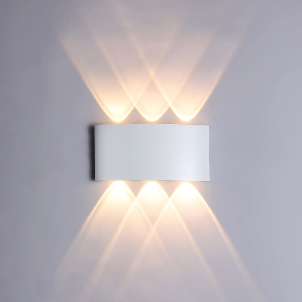 6W LED-seinävalaisin, 3000K lämmin valkoinen valo, IP65 vedenpitävä seinävalaisin, koristevalo - 2 kpl