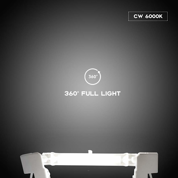5W R7S 78MM J78 COB Filament LED-pære (2 stk., koldt hvidt 6000K)
