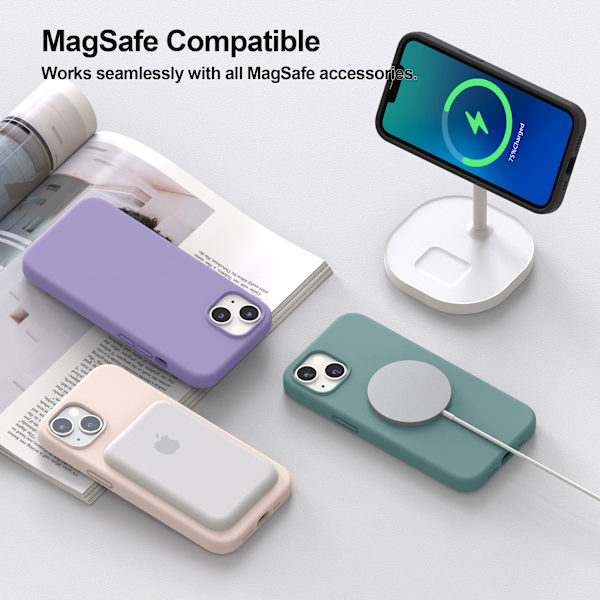 Magnetisk deksel designet for iPhone 13 (lys rosa)