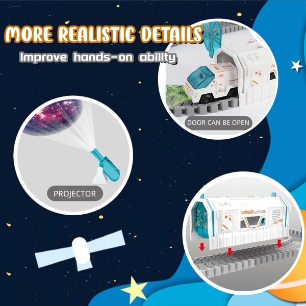 Space Race Track Leksak för pojkar Flickor, Space Car Astronaut Dolls Mini Star Projector Julklappsleksaker