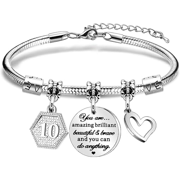 Födelsedagspresenter för Kvinnor Flickor Armband 10-årsdagspresent till Dotter Systerdotter Syster Vän Tonårsflicka Faster