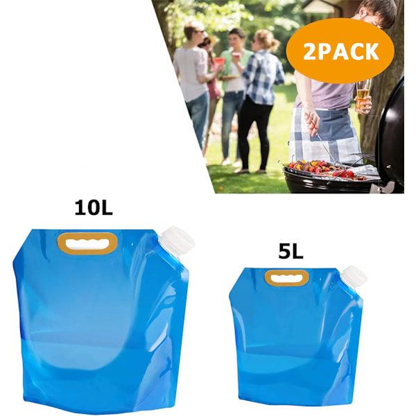 Pack 5L/10L Hopvikbar Vattenbehållare för Utomhusbruk Bil Sport Camping Vandring Picknick
