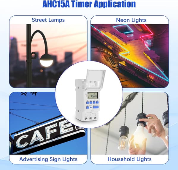 Timer Switch med LCD Display 220C 15A Ugentlig Timer Switch Relæ Switch Programmerbar Timer til Gadebelysning og Husholdningsapparater