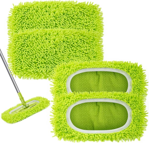 Genanvendelige mikrofiber moppeklude til tørre mopper til vådmopper, kompatible med Swiffer Sweeper moppeudskiftningsmopper til rengøring af trægulve