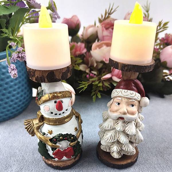 1 stk julelys i tre, lysestaker (julenissen)