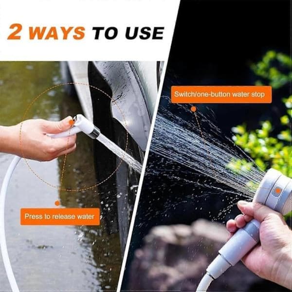 Uppladdningsbar campingduschpump - Justerbart flöde för resor