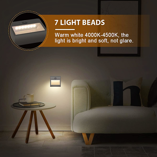 Batteridriven LED-nattlampa [2-pack], med rörelsesensor
