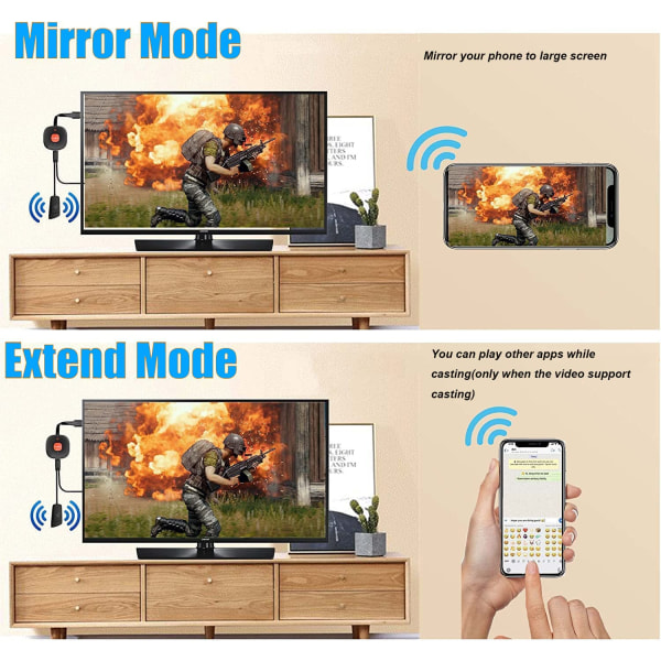 Bluetooth 5.0 Sender Modtager, 2 i 1 Bluetooth Adapter, Kompatibel med Bluetooth Lydenheder til PC/TV/Bilsystem/Kablede Højttalere
