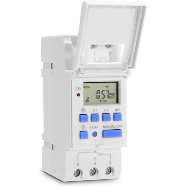 Tidsbryter med LCD-skjerm 220C 15A Ukentlig Tidsbryter Relébryter Programmerbar Timer for Gatelys og Husholdningsapparater