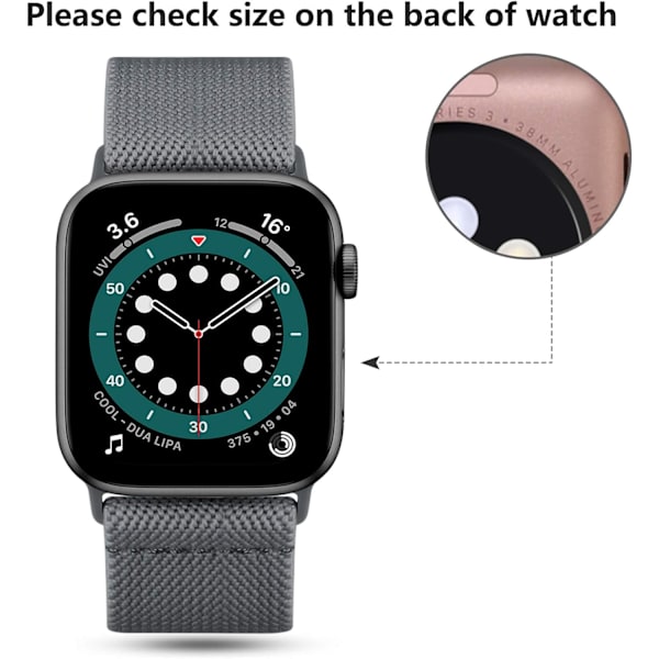 Loop-reim kompatibel med Apple Watch-reim, justerbar strekkbar nylonflettet sportsreim for iWatch SE Serie 9/8/7/6/5/4/3/2/1
