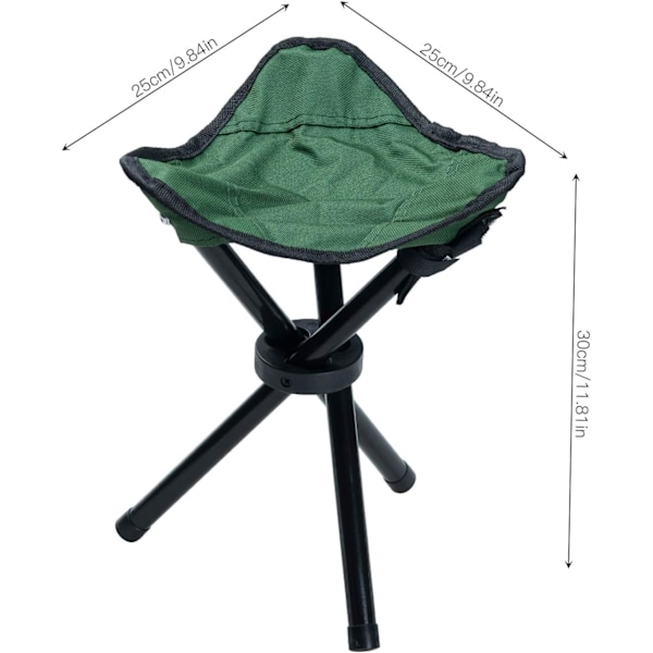Udendørs Tripod Skammel Bærbar Foldbar Lille Tripod Lærredsstol til Vandreture, Camping, Fiskeri, Picnic (Grøn)