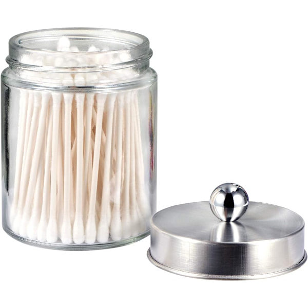 Jars badeværelsesforfængelighedsarrangør Qtip dispenserholder glas 1 stk