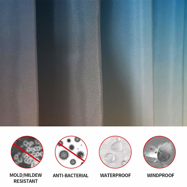 Dusjforheng Anti-Mugg Vanntett Baderomsforheng med 12 Kroker Polyester Stoff, Forheng til Baderom Skumring Hav 180x180cm
