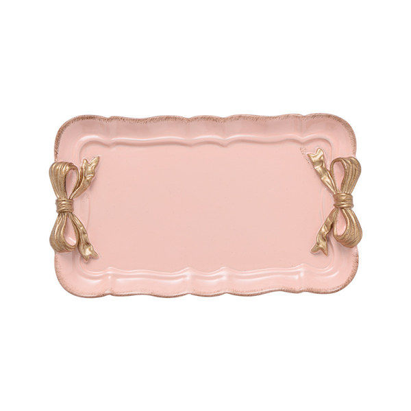 Vintage Dekorativ Bakke Håndklæde Bakke Opbevaringsbakke (Pink)