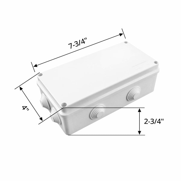 Kopplingsdosa, IP65 i ABS-plast, extern vattentät, Vit, 200 x 100 x 70 mm