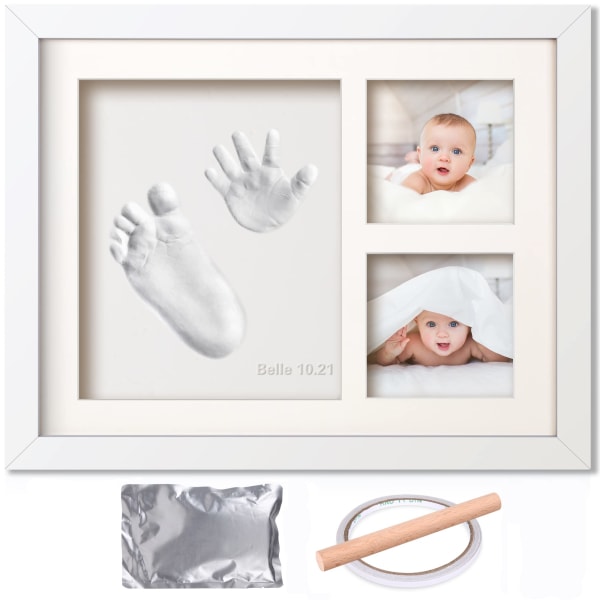 Baby käsi- ja jalanjälkipakkaus, henkilökohtainen baby vastasyntyneille tytöille ja pojille, Infant Milestone -valokuvakehys ja lastenhuoneen sisustus