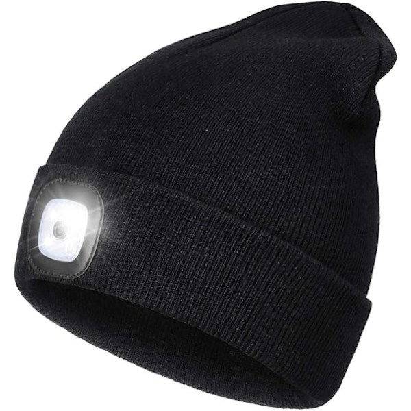 Ladattava LED-valolla varustettu ulkoilumyssy retkeilyyn, täydellinen joululahja isälle handsfree-otsalampulla varustettuna (musta)