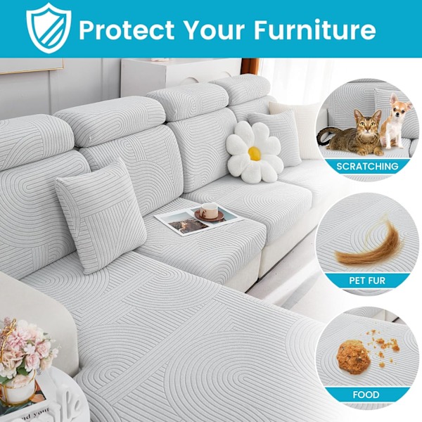 Sofa Putetrekk, Universelle Stretch Sofa Trekk L-Form, Hjørnesofa Trekk For 1/2/3 Sete Sofa Putebeskytter Trekk Loungestol Trekk