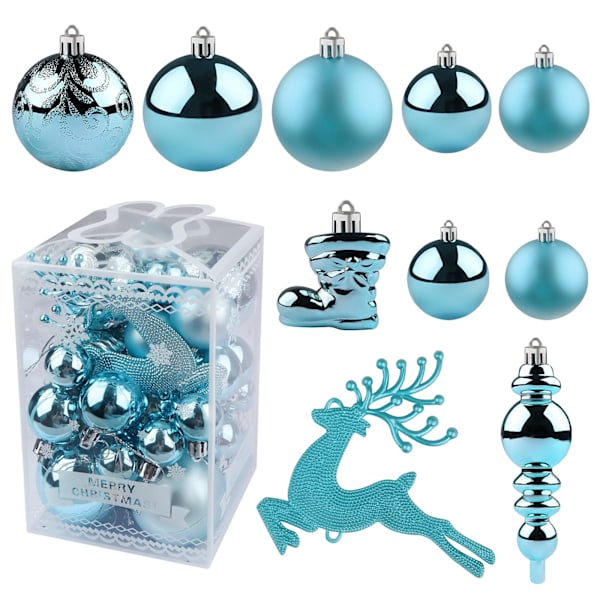 Jul Mini Pack med 30 - 8,5 cm Droppformade Julgranskulor (Isblå)