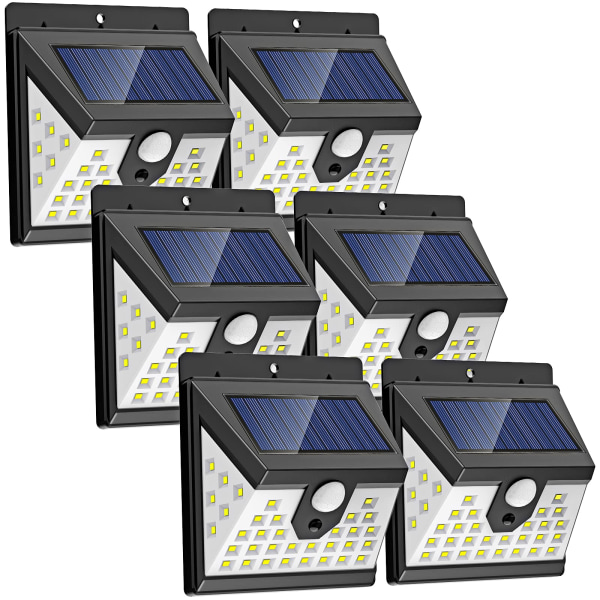 6-pack soldrivna utomhus PIR-rörelsesensorlampor svart