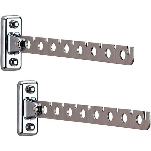 2 st Fällbar Väggmonterad Klädhängare Rack Silver