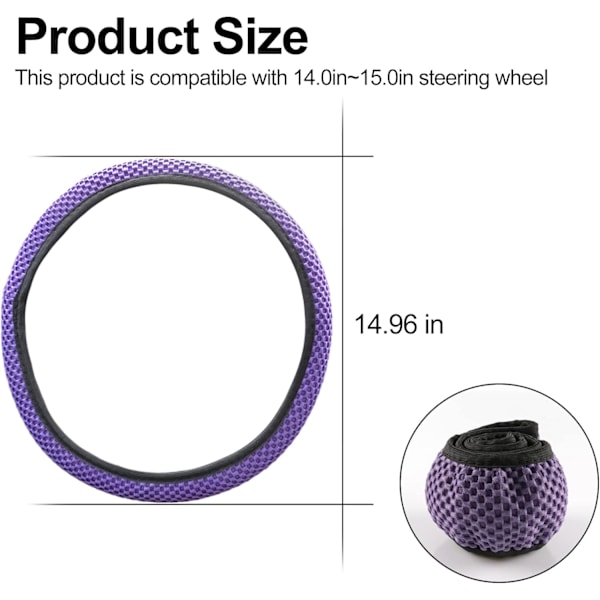 Bilsträckning Elastiskt Rattöverdrag, Söt Western Rattkompis för Bil, Andningsbar Mikrofiber Issilke, Halkskydd, Lätt att bära - Lila