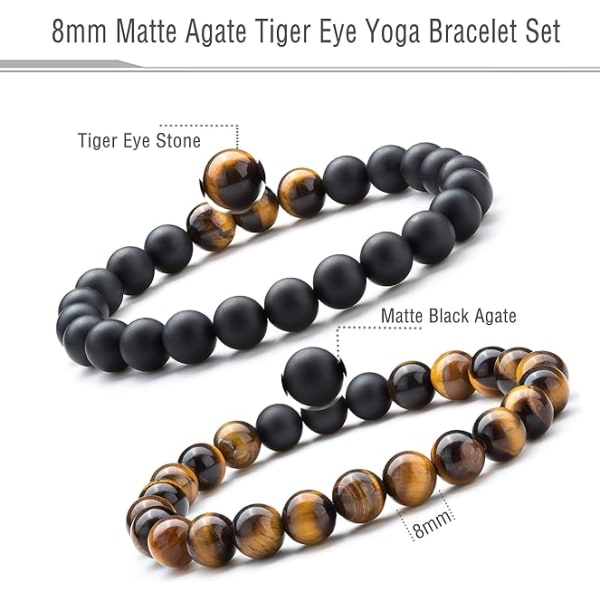 Mænd Kvinder 8mm Tiger Eye Stone Beads Armbånd Elastisk Natursten Yoga Armbånd Armbånd