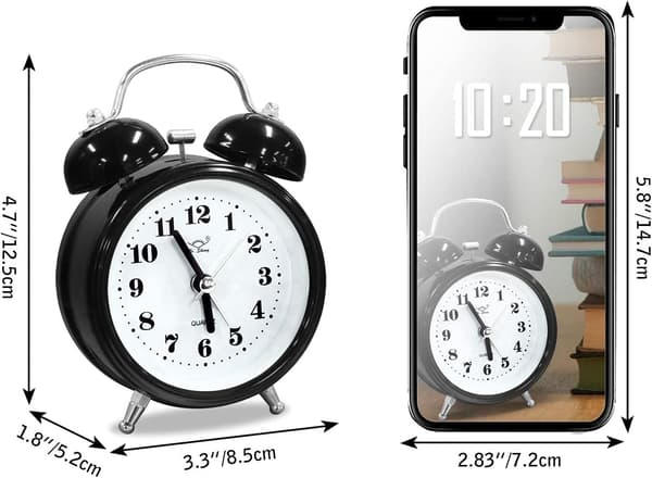 10,2 cm dubbel klocka väckarklocka retro urtavla väckarklockor för tunga sovare