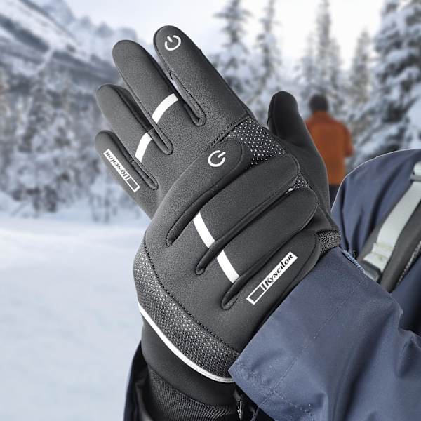 Vinter Termiske Handsker Løbe Touchscreen Handsker Vandafvisende Anti-Slip Vindtætte Koldvejr Handsker L Black L