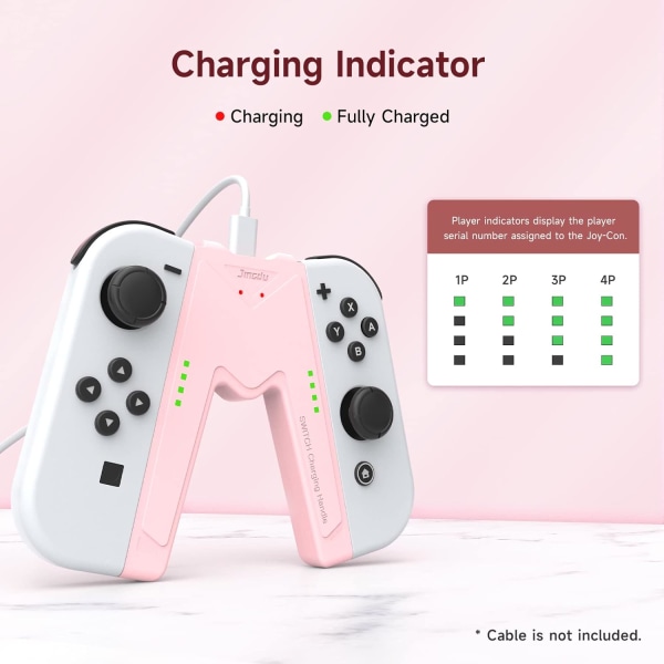 Laddningsgrepp för Nintendo Switch/OLED, Joystick Laddning Komfort V-formad Spelgreppkontroll med Batteriindikatorer