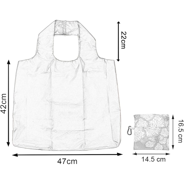 Foldbar indkøbspose, genanvendelig indkøbspose, foldbare indkøbsposer med tilhørende taske, vaskbar, holdbar og let, pakke med 3, sort