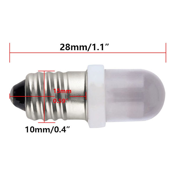 10 stk E10 3V Spot LED-pærer, kald hvit, 6000K