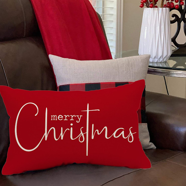 Set med 2 julkuddfodral God Jul Röd 12X20\"