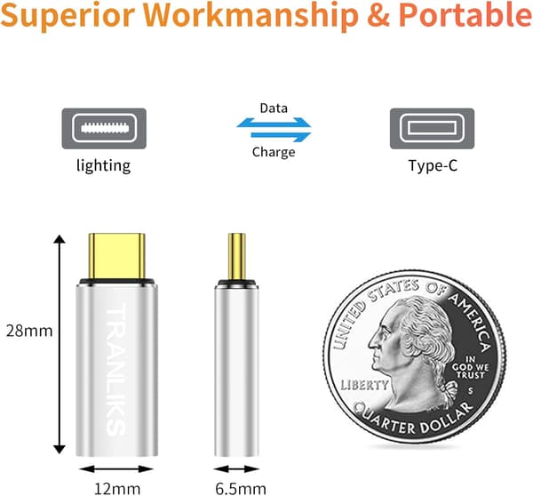 Lightning til USB-C Adapter, Støtter 60W PD Rask Lading og Dataoverføring for 15/15 Pro/15 Plus/15 Pro Max
