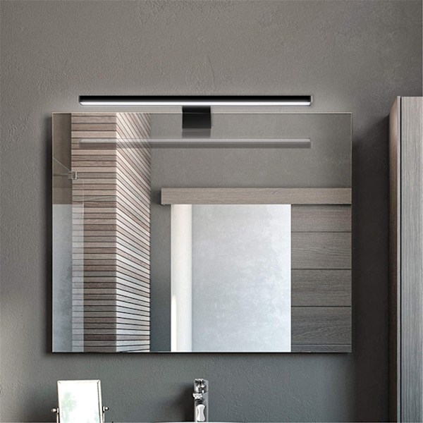 LED Sort Badeværelsesspejl Lampe 5W 30cm 400lm, Skabslys Kold Hvid 6000K, IP44 Vandtæt Klemmelampe til Badeværelsesmøbler (300mm)