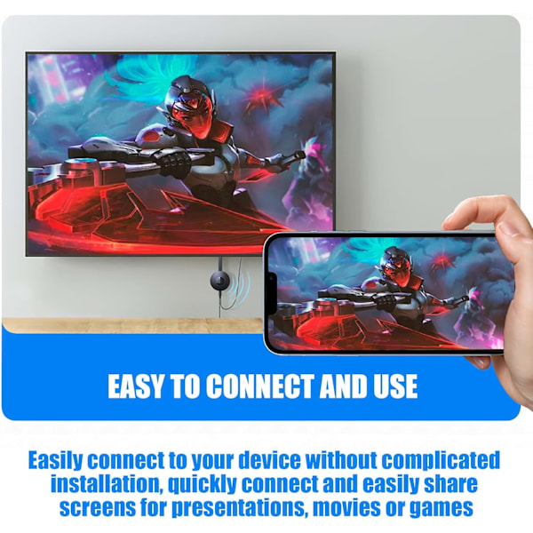 2.4GHz HDMI-adapter, 1080P WiFi-skjermmottaker, Støtter Miracast, Airplay, DLNA for Android, iOS, Windows, Mac, Streaming, TV, Monitor, Projektor