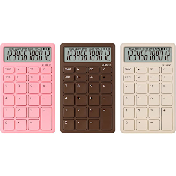 Tasku- ja pöytälaskin beige, kirkas LCD-näyttö, kaksoisvirtalähde käsikäyttöinen pöytä