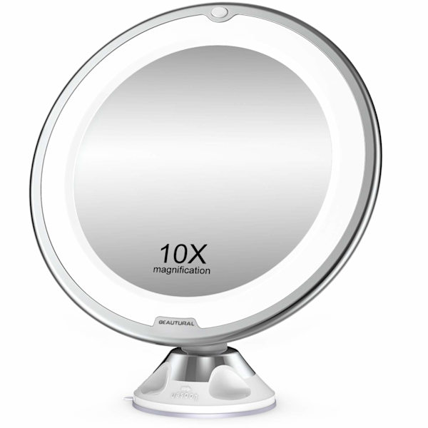 Makeup spejl, 10x forstørrende belyst forfængelighed dagslys hvid LED