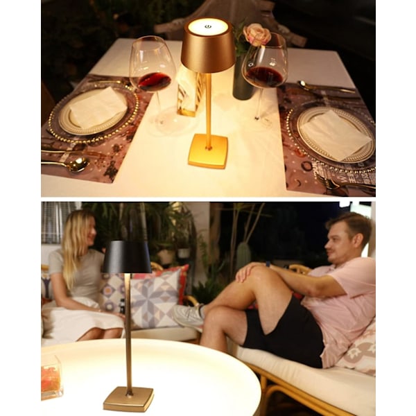 Ledningsfri Bordlampe, 5200mAh Genopladeligt Batteri, IP54 Vandafvisende, Berøringsdæmpning, 4W LED Varmt Lys