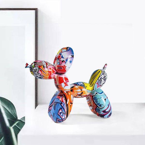 Resin Kreativ Dyrefigur Ballon Hund Statue Moderne Dekoration til Hjem Soveværelse Stue, A