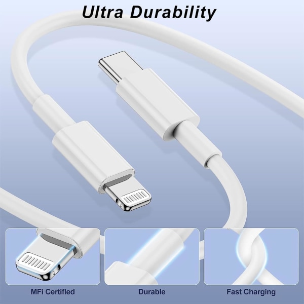Hurtiglader 20W USB C Hurtiglader Stik og USB C til Lightning Opladningskabel 2M, Velegnet til iPhone13 14 15 13Pro 14Pro 15Pro