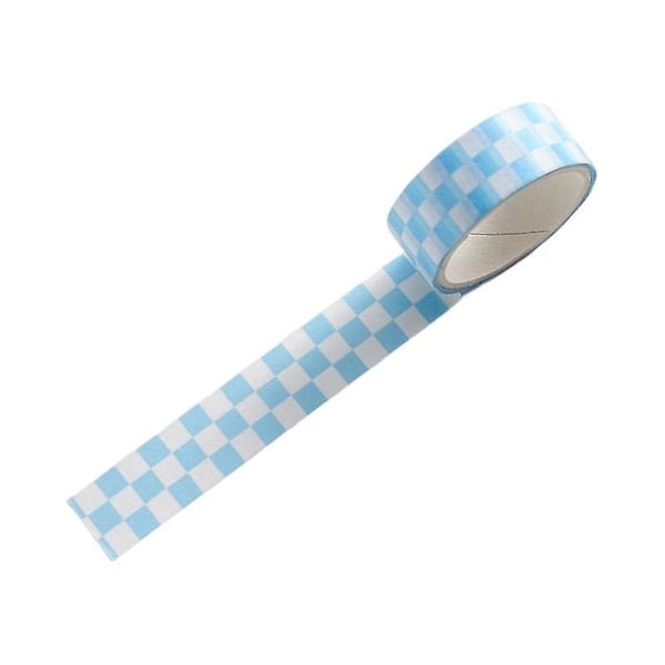 2 Rullar Washi Tejp Klister Självhäftande Tydligt Tryck Borttagbar Blekningsbeständig Scrapbooking Washi Schackbräde (Blå)