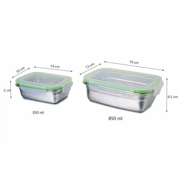 Matbokssett i rustfritt stål for barn, 2 stk (350ml + 850ml)