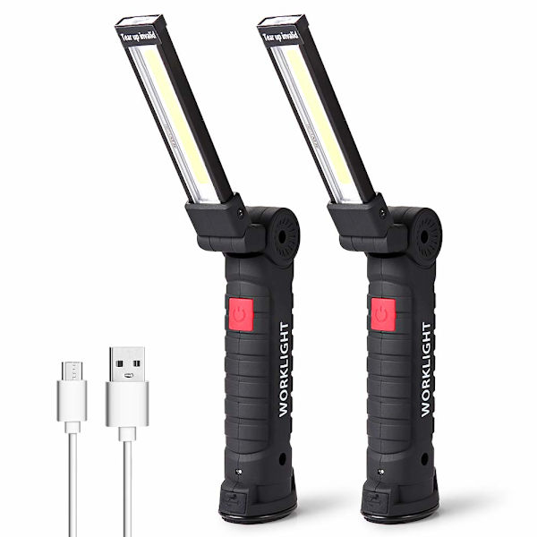 LED-arbetslampa ficklampa bärbar LED uppladdningsbar, 2 st