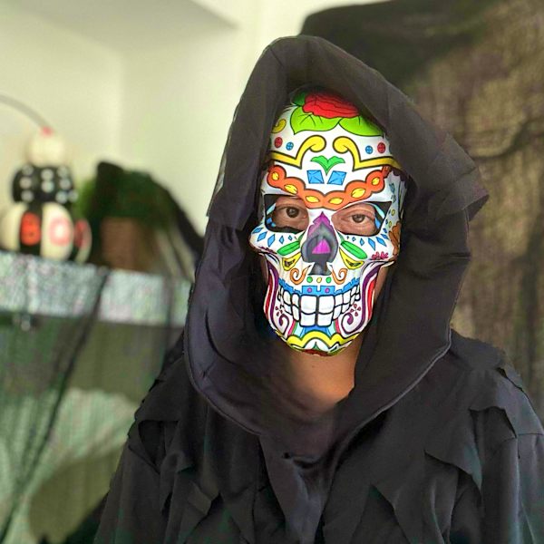 Halloween Día de Muertos Sukkerkranie Kostume Maske Día de Muertos Udklædning (Blomster)