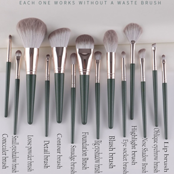Professionelt makeup-børste sæt (14 stk.) med stilfuldt børsteetui