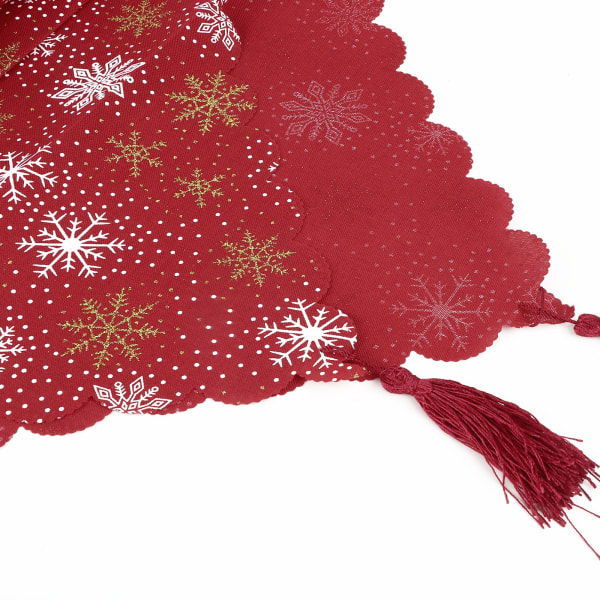 Julebordløpere rød med snøfnuggmønstre